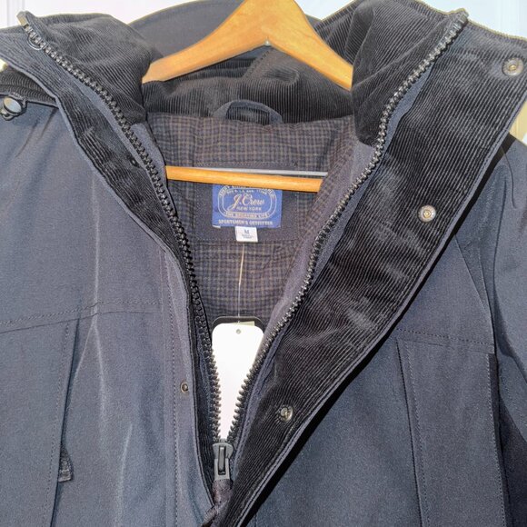 J.Crew Jacket Mens Medium Black Hooded PrimaLoft Corduroy Wool Panels NWT - Picture 3 of 16